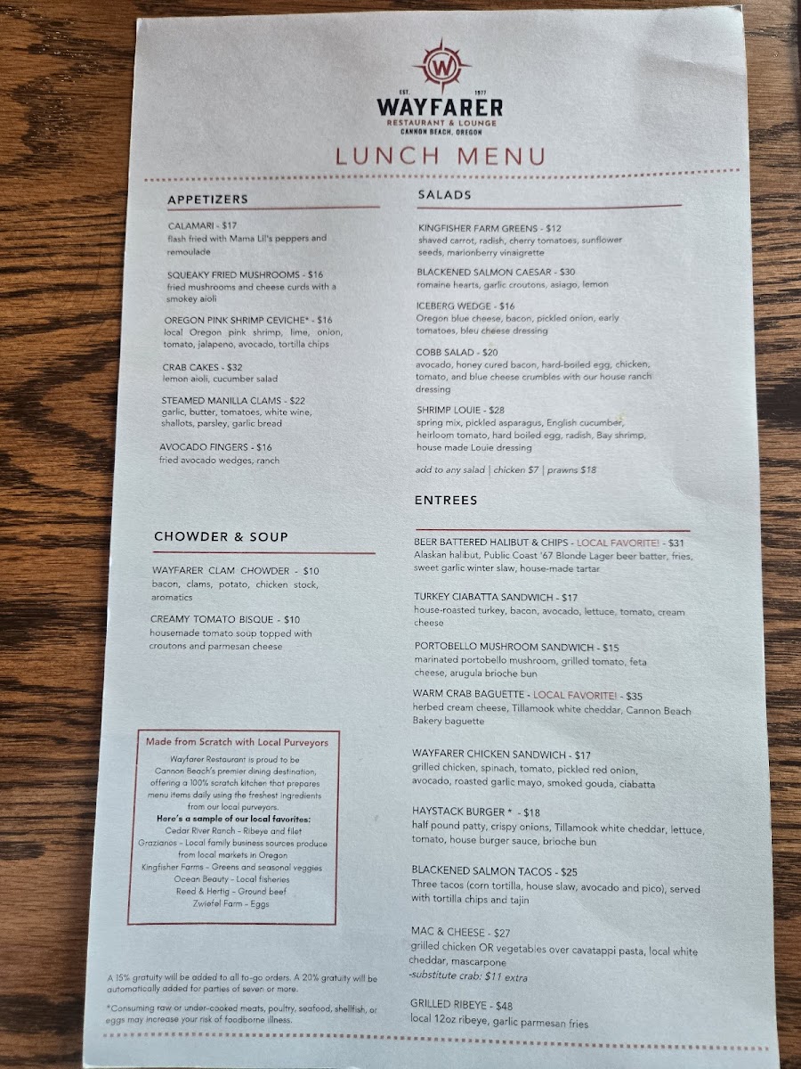 The Wayfarer Restaurant & Lounge Menu - Image 4