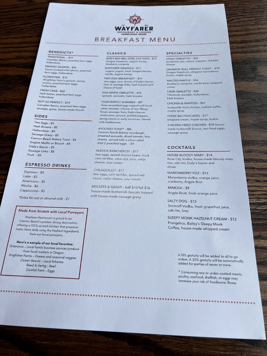 The Wayfarer Restaurant & Lounge Menu - Image 5